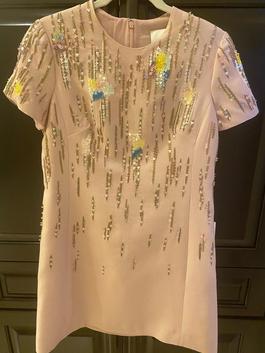Valentino Light Pink Size 6 Sequined Beaded Top A-line Dress on Queenly