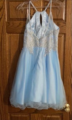 EVA Light Blue Size 6 Floor Length Military A-line Dress on Queenly