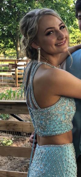 Sherri Hill Light Blue Size 2 Fully Beaded Military $300 Straight Dress on Queenly