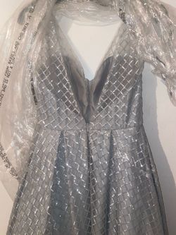 Sparkle Silver Size 8 Floor Length 50 Off Ball gown on Queenly