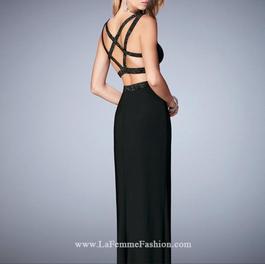 La Femme Black Size 6 Two Piece Prom Cut Out Side slit Dress on Queenly