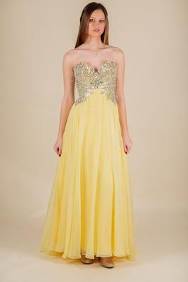 Tony Bowls Yellow Size 2 Sequin Jewelled A-line Dress on Queenly