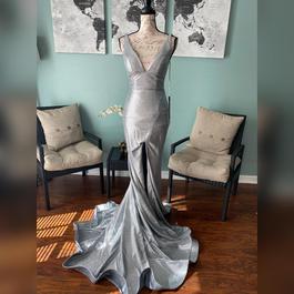 Jovani Silver Size 10 Shiny Prom Mermaid Dress on Queenly