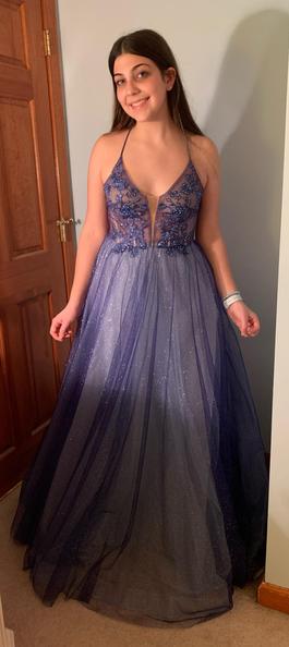 Mon Cheri Blue Size 0 Floor Length Prom $300 Ball gown on Queenly