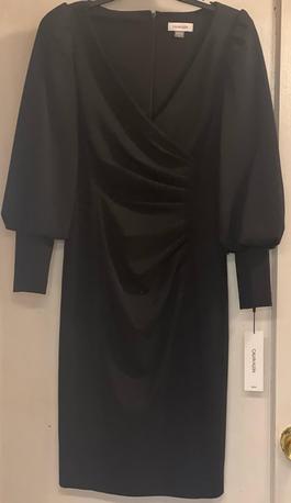 Calvin Klein Black Size 10 Midi $300 Sleeves Cocktail Dress on Queenly