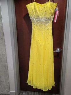 Style 95090 MoriLee Yellow Size 24 Mori Lee  Tulle $300 A-line Dress on Queenly