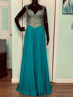 Rachel Allan Green Size 0 $300 Black Tie Prom Military A-line Dress on Queenly