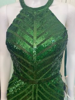 Clarisse Green Size 2 Military Sequined Floor Length Mermaid Dress on Queenly