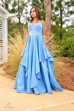 Jovani Blue Size 10 Sorority Formal Spaghetti Strap Prom Floor Length Pageant Ball gown on Queenly