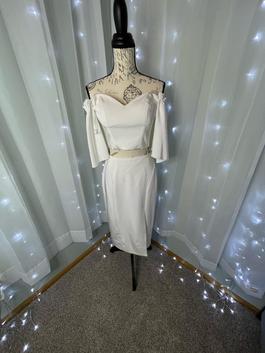 Rachel Allan White Size 4 Two Piece Bridal Shower Midi Cocktail Dress on Queenly