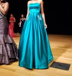 Sherri Hill Blue Size 4 Pockets Bridgerton A-line Strapless Ball gown on Queenly