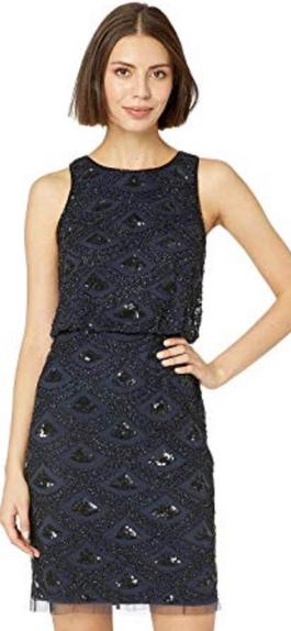 Adrianna  papell Black Size 8 Navy Navy Blue Midi Cocktail Dress on Queenly