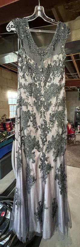MGNY by Morilee Silver Size 12 Floor Length Gray Straight Dress on Queenly