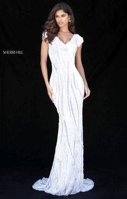 Style 51736 Sherri Hill White Size 6 Military Straight Dress on Queenly