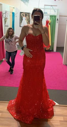 Sherri Hill Red Size 6 Black Tie Floor Length Mermaid Dress on Queenly