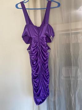De Purple Size 2 Midi Cut Out $300 Cocktail Dress on Queenly