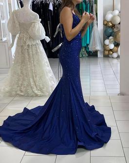 Sherri Hill Blue Size 0 Black Tie Floor Length Mermaid Dress on Queenly