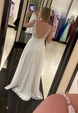 Blush Prom White Size 8 $300 Summer Side slit Dress on Queenly