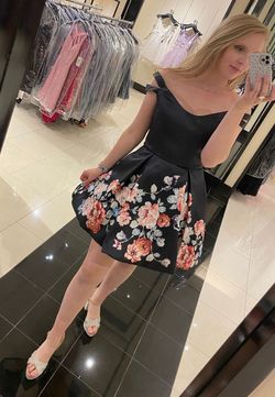 Blush Prom Black Size 10 Summer Print Cocktail Dress on Queenly
