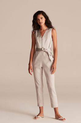 Style 320795P439 Rebecca Taylor Silver Size 8 Tall Height Jumpsuit Dress on Queenly