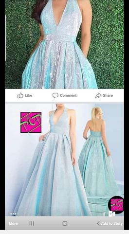 IEENA MAC Duggal Blue Size 4 Prom Medium Height Sheer Pageant Ball gown on Queenly