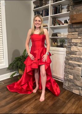 Sherri Hill Red Size 6 Ruffles Side slit Dress on Queenly