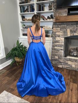Sherri Hill Blue Size 2 Pageant Pockets A-line Silk Ball gown on Queenly