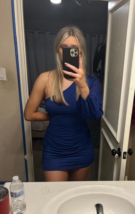 Hello Molly Blue Size 8 Party Midi $300 Cocktail Dress on Queenly