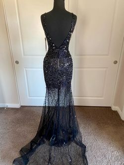 Jovani Multicolor Size 0 Black Tie Sheer Prom V Neck Mermaid Dress on Queenly