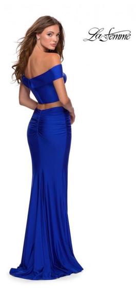 La Femme Blue Size 6 Floor Length Straight Dress on Queenly