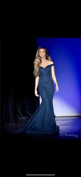 Jovani Blue Size 0 Black Tie $300 Mermaid Dress on Queenly