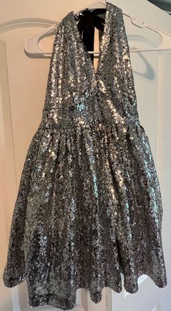 Style -1 Silver Size 6 Side slit Dress on Queenly