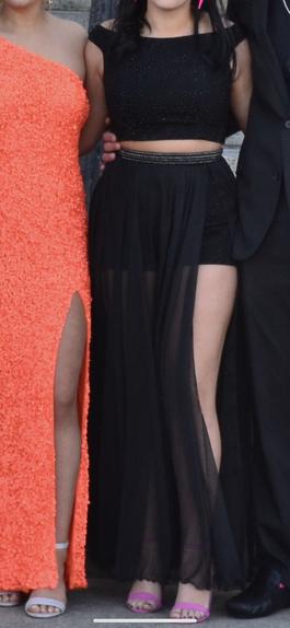 Sherri Hill Black Size 6 Jewelled Short Height Euphoria $300 Side slit Dress on Queenly