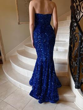 Portia and Scarlett Blue Size 4 Floor Length Shiny Mermaid Dress on Queenly