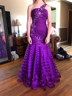 Xcite Purple Size 2 Prom Sequined Military Mermaid Dress on Queenly