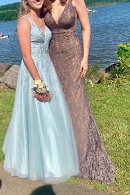 Jovani Silver Size 0 Plunge Pageant Prom Mermaid Dress on Queenly