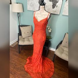 Jovani Orange Size 4 Pageant Backless Prom Mermaid Dress on Queenly