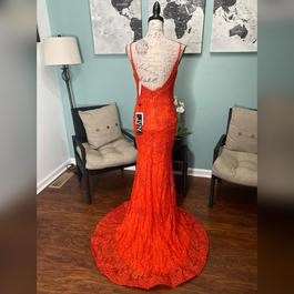 Jovani Orange Size 4 Pageant Backless Prom Mermaid Dress on Queenly