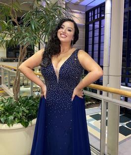 Jovani Blue Size 16 Ombre Navy Overskirt Straight Dress on Queenly