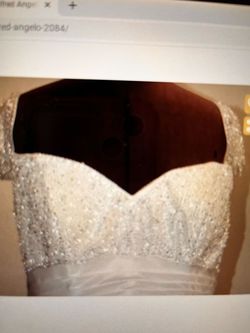Alfred angelo White Size 24 Jewelled Sweetheart Sequin Ball gown on Queenly