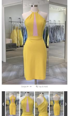 Style 234716 Fernando Wong Yellow Size 4 Midi Cocktail Dress on Queenly