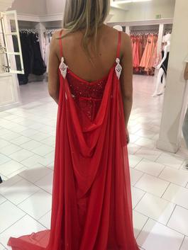 Sherri Hill Red Size 2 Jewelled Cape Side slit Dress on Queenly