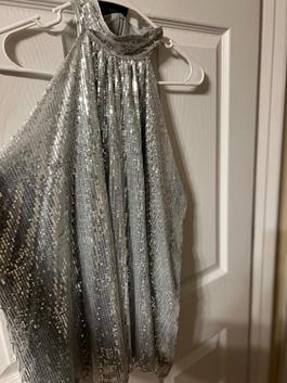 Boutique Silver Size 8 Midi $300 Cocktail Dress on Queenly