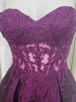 Clarisse Purple Size 2 Floor Length Strapless Pageant Prom Ball gown on Queenly