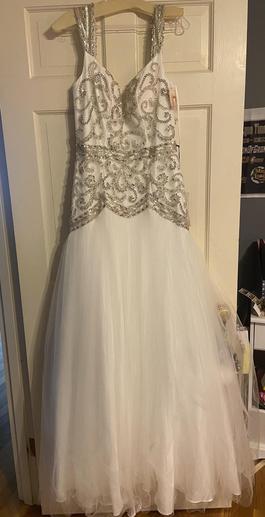 Mac Duggal White Size 8 Floor Length Military Mermaid Dress on Queenly