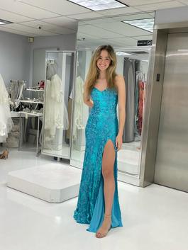Jovani Blue Size 0 Sequin Jewelled Side slit Dress on Queenly