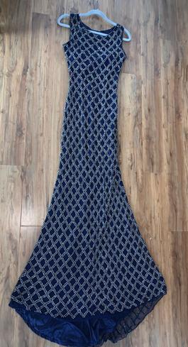Primavera Blue Size 8 Black Tie $300 A-line Dress on Queenly