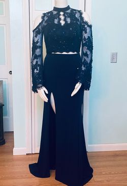 Rachel Allan Blue Size 14 Prom $300 Black Tie Straight Dress on Queenly