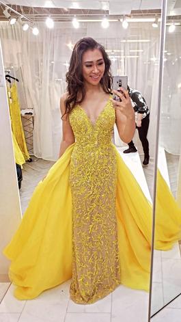 Sherri Hill Yellow Size 2 Floor Length Pageant Train Dress on Queenly