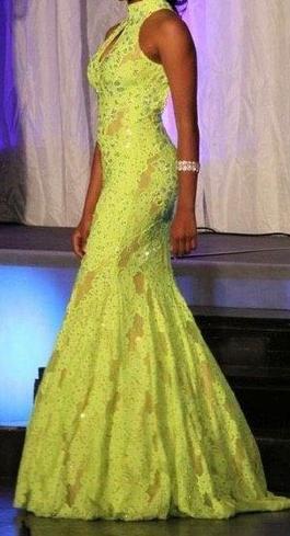 Jovani Green Size 0 Black Tie Fitted Straight Dress on Queenly